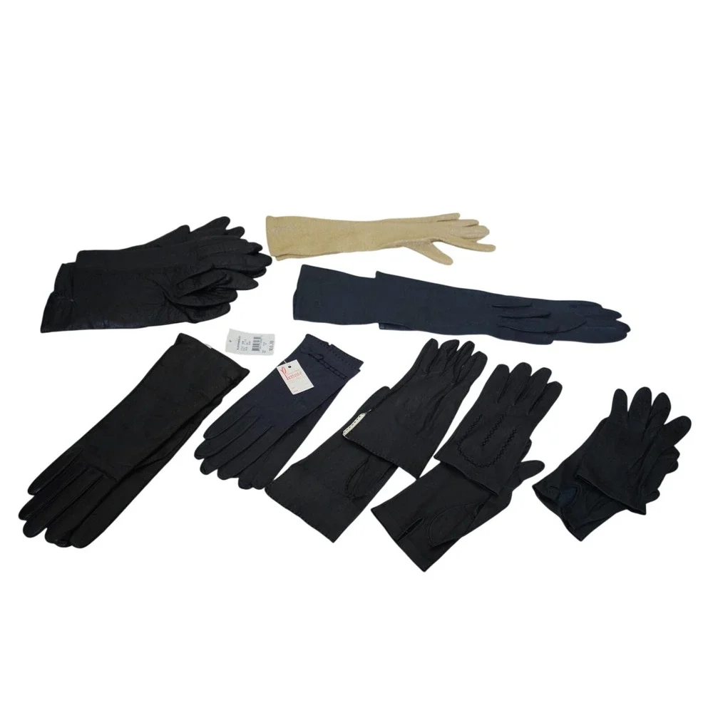 Vintage Womens Leather Gloves Lot 8 Pairs Bloomingdales Amedeo Perrone Black Tan